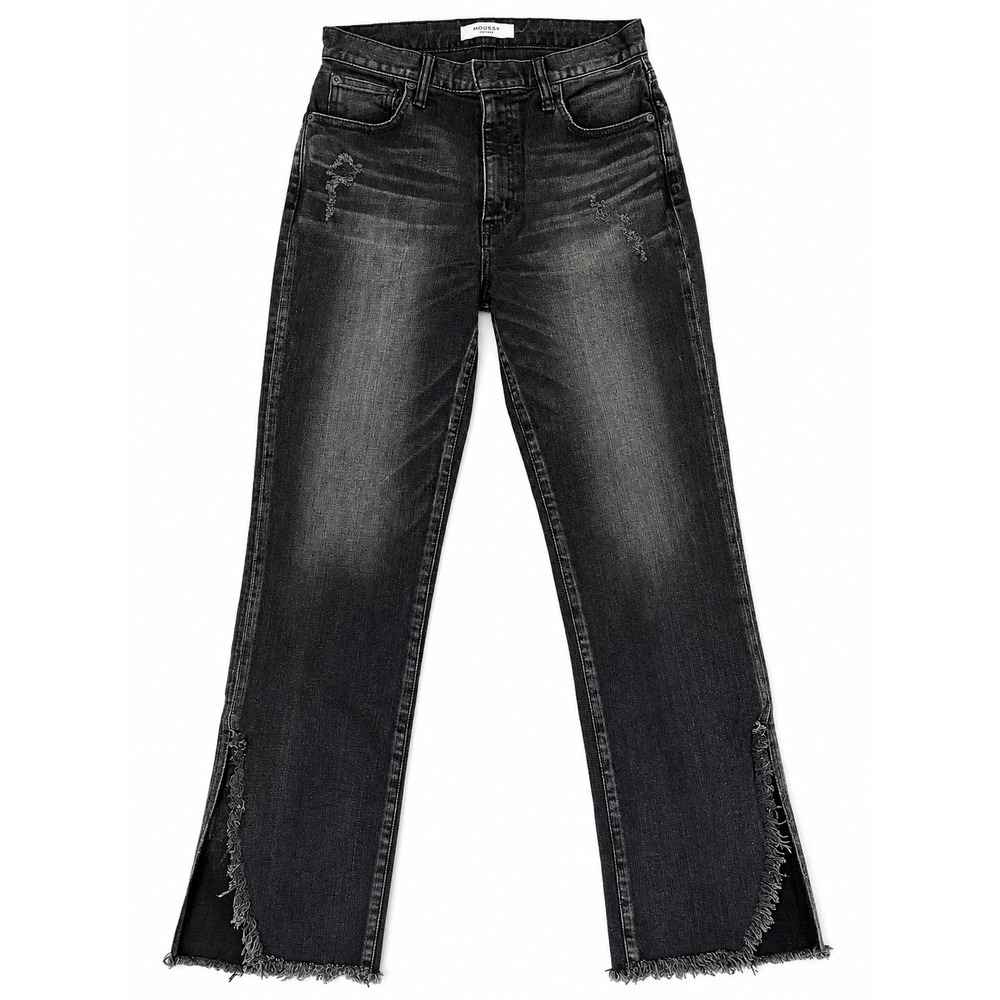 New Moussy Vintage Alhambra Flare Jeans Black Distressed Women's Size 27